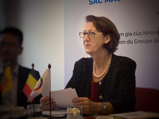 Bà Anne Lange, Đại sứ Bỉ vùng Wallonie-Bruxelles. (Ảnh: M.Mai/Vietnam+) Nhiều hoạt động thú vị sẽ diễn ra tại sự kiện ‘Sắc màu Pháp ngữ’ ảnh 2