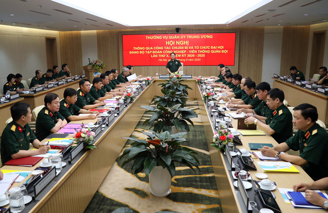 Quang cảnh hội nghị. (Nguồn: Bộ Quốc phòng) Thông qua công tác chuẩn bị, tổ chức Đại hội đảng bộ Tập đoàn Viettel ảnh 1