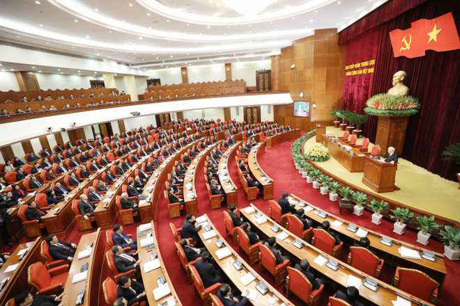 Toàn cảnh phiên bế mạc hội nghị. (Ảnh: Phương Hoa/TTXVN) Bế mạc Hội nghị lần thứ 14 Ban Chấp hành Trung ương Đảng ảnh 1