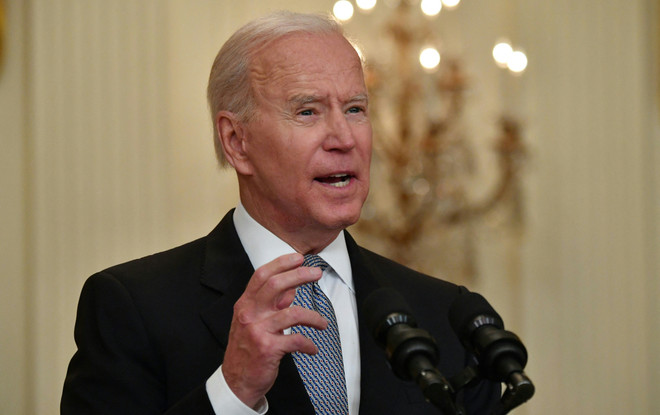 Tổng thống Mỹ Joe Biden họp báo nhân một năm ngày cầm quyền ảnh 1