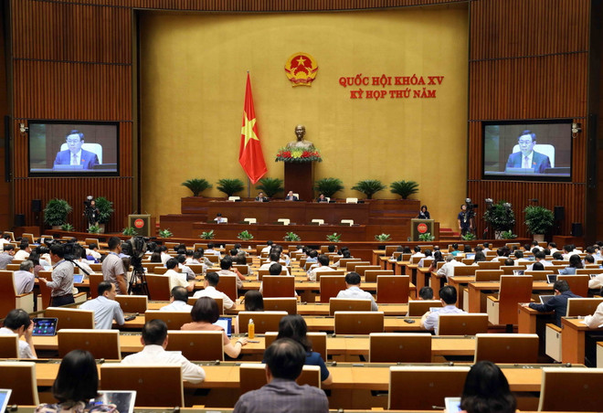 Quang cảnh phiên họp. (Ảnh: An Đăng/TTXVN) Kỳ họp thứ 5, Quốc hội khóa XV: Nội dung chính ngày làm việc thứ tám ảnh 1