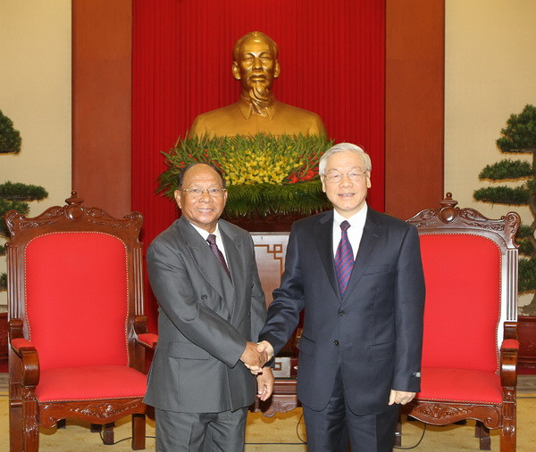 Tổng Bí thư tiếp Chủ tịch Quốc hội Vương quốc Campuchia ảnh 1
