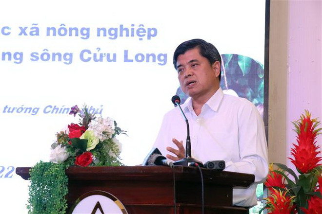 Thứ trưởng Bộ Nông nghiệp và Phát triển nông thôn Trần Thanh Nam phát biểu tại hội nghị. (Ảnh: Trung Kiên/TTXVN) Chuyển đổi sản xuất nông nghiệp thích ứng biến đổi khí hậu ở ĐBSCL ảnh 1