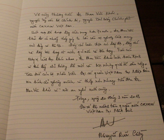 Tổ chức lễ viếng nguyên Thủ tướng Phan Văn Khải tại Nhật Bản ảnh 2