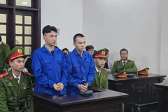 Hai bị cáo tại phiên xử. (Ảnh: Kim Anh/TTXVN)