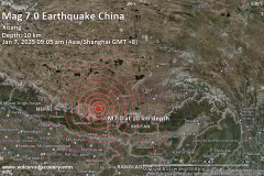 Khu vực Tây Tạng của Trung Quốc vừa hứng chịu động đất mạnh. (Nguồn: volcanodiscovery.com)