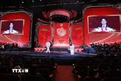 Chủ tịch nước Lương Cường phát biểu chúc Tết kiều bào. (Ảnh: Lâm Khánh/TTXVN)