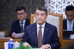 Thủ tướng Lê Minh Hưng phát biểu tại buổi tiếp Đại diện Thương mại Hoa Kỳ (USTR). (Ảnh: Dương Giang/TTXVN)