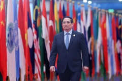 Thủ tướng Phạm Minh Chính đến dự chiêu đãi các Trưởng đoàn tham dự Hội nghị Thượng đỉnh Tổ chức Hợp tác Thượng Hải (SCO) 2025. (Ảnh: Dương Giang/TTXVN)