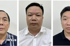 Các đối tượng (từ trái qua phải): Hoàng Quốc Hùng, Lương Nhân Hòa, Nguyễn Đình Cảnh. (Ảnh: TTXVN phát)