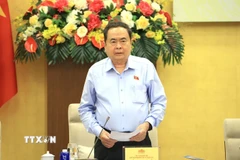 Chủ tịch Quốc hội, Chủ tịch Hội đồng bầu cử Quốc gia Trần Thanh Mẫn phát biểu. (Ảnh: Tuấn Anh/TTXVN)