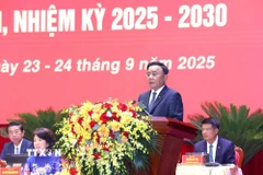 Đồng chí Trần Cẩm Tú, Ủy viên Bộ Chính trị, Thường trực Ban Bí thư, Bí thư Đảng ủy các cơ quan Đảng Trung ương phát biểu khai mạc Đại hội. (Ảnh: Phương Hoa/TTXVN)