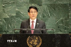 Chủ tịch nước Lương Cường phát biểu tại Phiên Thảo luận chung cấp cao Đại hội đồng Liên hợp quốc Khóa 80. (Ảnh: Lâm Khánh/TTXVN)