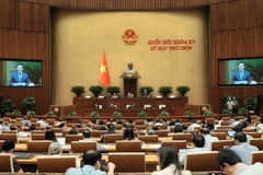 Phó Chủ tịch Quốc hội Nguyễn Khắc Định điều hành phiên họp. (Ảnh: An Đăng/TTXVN)