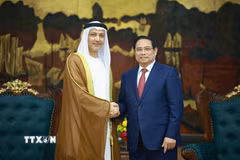 Thủ tướng Phạm Minh Chính tiếp ông Bader Almatrooshi, Đại sứ Các Tiểu vương quốc Ả-rập Thống nhất (UAE) tại Việt Nam. (Ảnh: Dương Giang/TTXVN)