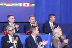 Tổng Bí thư Tô Lâm và các đại biểu dự Phiên khai mạc Hội đồng Hòa bình về Gaza. (Ảnh: Thống Nhất/TTXVN)