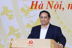Thủ tướng Phạm Minh Chính chủ trì Hội nghị toàn quốc về công tác tổ chức Kỳ thi tốt nghiệp Trung học phổ thông năm 2025. (Ảnh: Dương Giang/TTXVN)