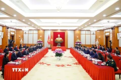 Tổng Bí thư Tô Lâm tiếp Bộ trưởng Ngoại giao Trung Quốc Vương Nghị, Bộ trưởng Công an Trung Quốc Vương Tiểu Hồng, Bộ trưởng Quốc phòng Trung Quốc Đổng Quân. (Ảnh: Thống Nhất/TTXVN)