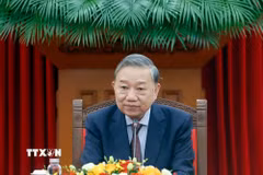 Tổng Bí thư Tô Lâm phát biểu tại buổi tiếp Bộ trưởng các Bộ Ngoại giao, Quốc phòng và Công an Trung Quốc. (Ảnh: Thống Nhất/TTXVN)