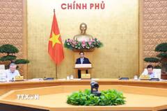 Thủ tướng Phạm Minh Chính chủ trì Phiên họp Chính phủ thường kỳ tháng 4 năm 2025. (Ảnh: Dương Giang/TTXVN)