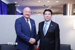 Chủ tịch nước Lương Cường gặp Thủ tướng Áo Christian Stocker. (Ảnh: Lâm Khánh/TTXVN)