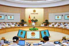 Thủ tướng Lê Minh Hưng kết luận Phiên họp Chính phủ chuyên đề về xây dựng pháp luật tháng 6 năm 2026. (Ảnh: Dương Giang/TTXVN)