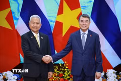 Thủ tướng Lê Minh Hưng hội kiến Chủ tịch Quốc hội kiêm Chủ tịch Hạ viện Thái Lan Sophon Zaram. (Ảnh: Dương Giang/TTXVN)