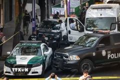 Cảnh sát và nhân viên Mexico tại hiện trường một vụ việc. (Ảnh: THX/TTXVN)