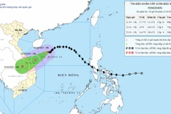 Sơ đồ đường đi của cơn bão. (Nguồn: Trung tâm Dự báo Khí tượng Thủy văn Trung ương)