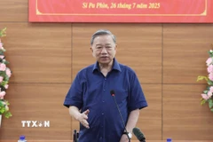 Tổng Bí thư Tô Lâm phát biểu tại buổi làm việc với xã Si Pa Phìn, tỉnh Điện Biên. (Ảnh: Thống Nhất/TTXVN)