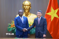 Thủ tướng Lê Minh Hưng tiếp Bộ trưởng Ngoại giao Cộng hòa Angola Téte António. (Ảnh: Dương Giang/TTXVN)