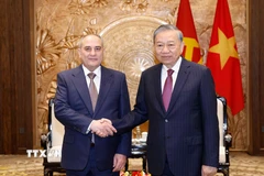 Tổng Bí thư Tô Lâm tiếp ông Tahir Budagov, Phó Chủ tịch kiêm Chánh Văn phòng Trung ương Đảng Azerbaijan Mới. (Ảnh: Thống Nhất/TTXVN)