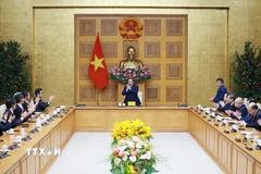 Thủ tướng Phạm Minh Chính tiếp Đoàn các tổ chức, doanh nghiệp của Nhật Bản. (Ảnh: Dương Giang/TTXVN)