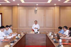 Hội nghị thông qua Báo cáo kết quả kiểm tra của Bộ Chính trị, Ban Bí thư đợt 2 với Ban Thường vụ Tỉnh uỷ Cao Bằng. (Ảnh: Phương Hoa/TTXVN)