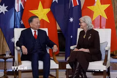Tổng Bí thư, Chủ tịch nước Tô Lâm hội kiến Toàn quyền Australia Sam Mostyn. (Ảnh: Thống Nhất/TTXVN)