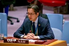 Đại sứ Đỗ Hùng Việt phát biểu tại phiên thảo luận của Hội đồng Bảo an Liên hợp quốc. (Ảnh: Thanh Tuấn/TTXVN)
