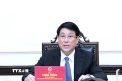 Chủ tịch nước Lương Cường điện đàm với Tổng thống Hàn Quốc Lee Jae Myung. (Ảnh: Lâm Khánh/TTXVN)