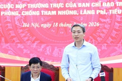 Thiếu tướng Nguyễn Quốc Toản, Chánh Văn phòng Bộ Công an trả lời câu hỏi của phóng viên. (Ảnh: Phương Hoa/TTXVN)