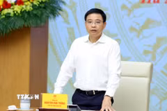 Phó Thủ tướng Nguyễn Văn Thắng phát biểu tại buổi làm việc. (Ảnh: Xuân Tùng/TTXVN)