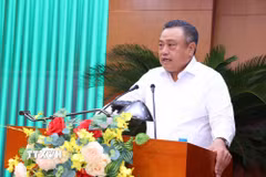 Đồng chí Trần Sỹ Thanh, Ủy viên Bộ Chính trị, Bí thư Trung ương Đảng, Chủ nhiệm Ủy ban Kiểm tra Trung ương phát biểu chỉ đạo. (Ảnh: Văn Điệp/TTXVN)