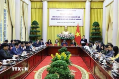 Văn phòng Chủ tịch nước tổ chức họp báo công bố Lệnh của Chủ tịch nước công bố 13 luật. (Ảnh: Minh Đức/TTXVN)
