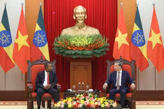 Tổng Bí thư Tô Lâm tiếp Thủ tướng Cộng hòa Dân chủ Liên bang Ethiopia, Chủ tịch Đảng Thịnh Vượng Abiy Ahmed Ali. (Ảnh: Thống Nhất/TTXVN)