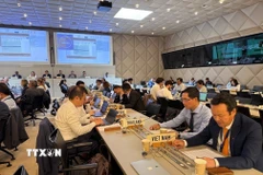 Đại sứ Mai Phan Dũng (ngoài cùng bên phải) phát biểu tại phiên rà soát. (Ảnh: TTXVN phát)