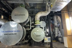 Hệ thống làm mát tập trung bằng nước lạnh của Tập đoàn điện lực Singapore (SP). (Ảnh: Ngọc Khương/TTXVN)