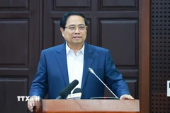 Thủ tướng Phạm Minh Chính làm việc với Ban Thường vụ Thành ủy Đà Nẵng về tình hình phát triển kinh tế-xã hội. (Ảnh: Dương Giang/TTXVN)