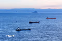 Tàu thuyền di chuyển trên Biển Marmara, ngoài khơi Istanbul, Thổ Nhĩ Kỳ. (Ảnh: THX/TTXVN)