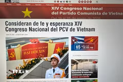 Chuyên trang của Prensa Latina về Đại hội đại biểu toàn quốc lần thứ XIV của Đảng Cộng sản Việt Nam. (Ảnh: TTXVN phát)