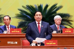 Đồng chí Phạm Minh Chính, Ủy viên Bộ Chính trị, Thủ tướng Chính phủ thay mặt Đoàn Chủ tịch điều hành phiên khai mạc Đại hội. (Ảnh: TTXVN)