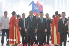 Chủ tịch Quốc hội Trần Thanh Mẫn đến dự Lễ kỷ niệm. (Ảnh: Minh Quyết/TTXVN)