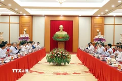 Tổng Bí thư Tô Lâm chủ trì buổi làm việc của Bộ Chính trị với Ban Thường vụ Đảng ủy Chính phủ. (Ảnh: Thống Nhất/TTXVN)